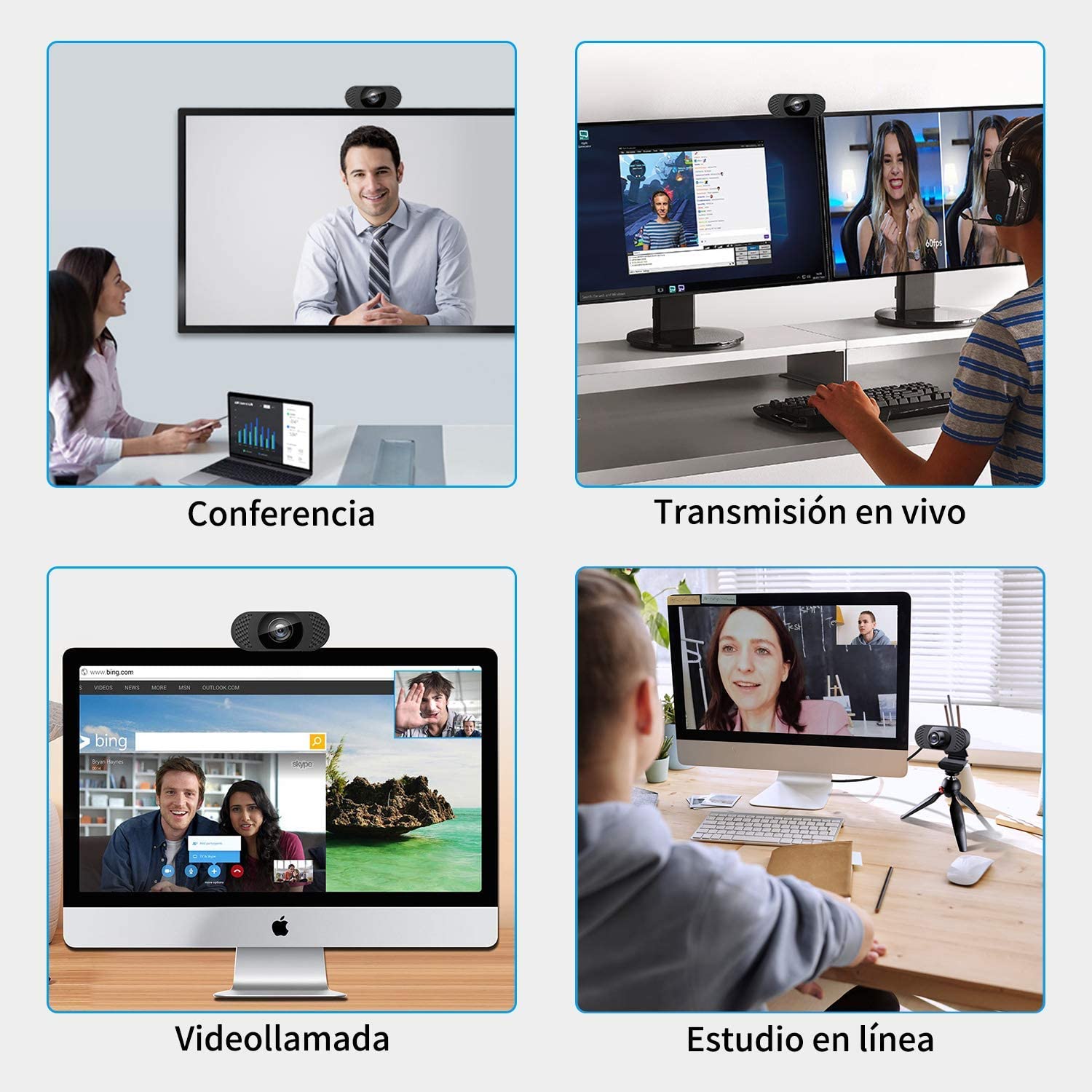 Spedal Webcam 1080P Full HD con Gran Angular de 120° y Micrófono Mac Cámara Web Videoconferencia Compatible con Skype OBS Webcam de USB Plug and Play para Windows 